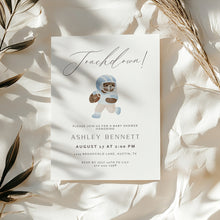 Load image into Gallery viewer, 2032 Light Blue Touchdown Teddy Bear Football Baby Shower Invite, Editable Template, Digital Download
