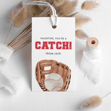 Load image into Gallery viewer, 08012 Baseball Catch Gift Tag Template, Sports Valentine Favor, Digital Download
