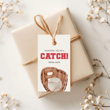 Load image into Gallery viewer, 08012 Baseball Catch Gift Tag Template, Sports Valentine Favor, Digital Download
