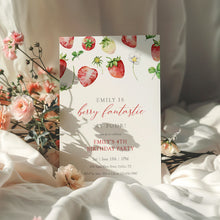 Load image into Gallery viewer, 0326 Strawberry berry four Invite, Editable Girl 4th Birthday Template, Digital Download
