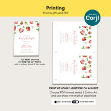 Load image into Gallery viewer, 0326 Strawberry berry four Invite, Editable Girl 4th Birthday Template, Digital Download
