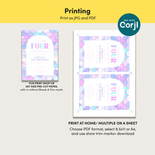 Load image into Gallery viewer, Mermaid 4th Birthday Invitation Editable Girl Pink Purple Shellabration Summer Pool Party Invite 0339
