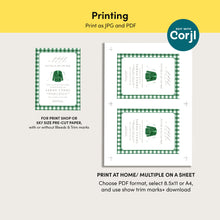 Load image into Gallery viewer, Little Putter Is On The Way Green Gingham Golf Baby Shower Invitation Editable Invite 2041
