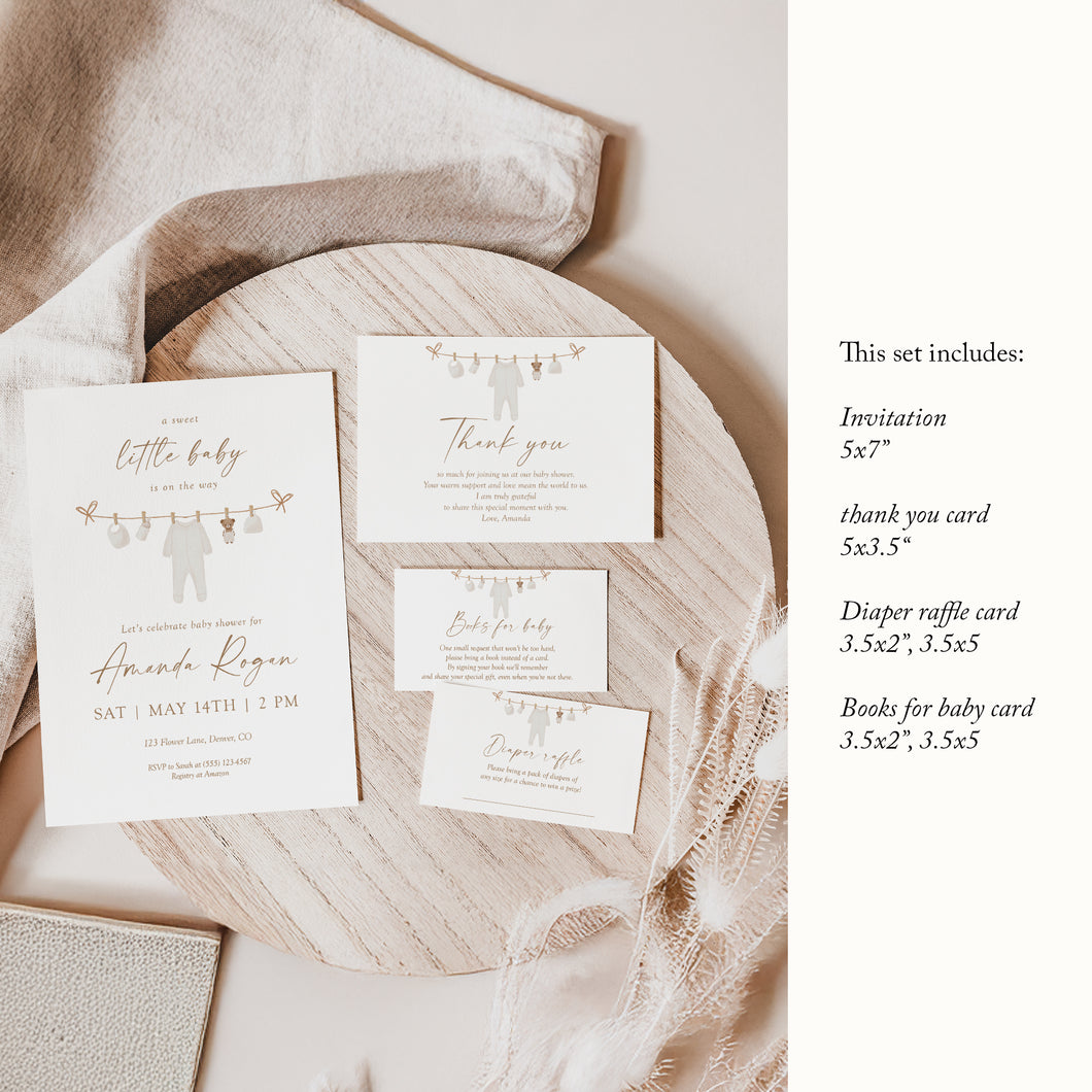 Boho Baby Shower Invitation Bundle, Books for Baby, Raffle (Digital Download) 2031