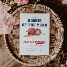 Load image into Gallery viewer, 0314 red rookie of the year birthday invitation template
