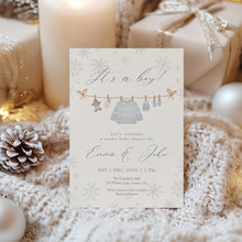 Load image into Gallery viewer, 2029 Winter Holiday &#39;It&#39;s a Boy&#39; Baby Shower Invitation (Digital Download)
