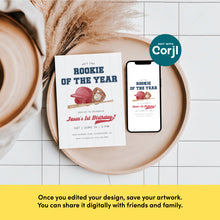 Load image into Gallery viewer, 0314 red rookie of the year birthday invitation template

