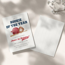 Load image into Gallery viewer, 0314 red rookie of the year birthday invitation template
