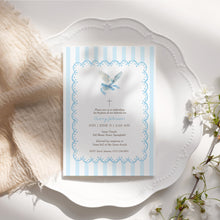Load image into Gallery viewer, 0501 blue dove baptism invitation template

