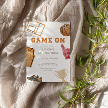 Load image into Gallery viewer, Basketball 6th Birthday Invitation, Game On Basketball Party Invite Template, Editable Corjl 0333
