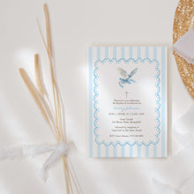 Load image into Gallery viewer, 0501 blue dove baptism invitation template
