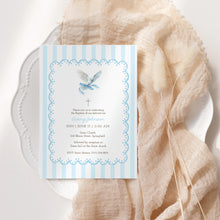 Load image into Gallery viewer, 0501 blue dove baptism invitation template
