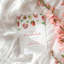 Load image into Gallery viewer, 0326 Strawberry berry four Invite, Editable Girl 4th Birthday Template, Digital Download
