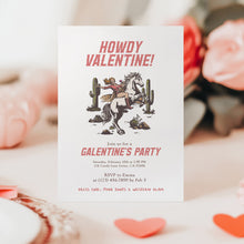Load image into Gallery viewer, 0801 Western Cowgirl Howdy Galentine Invite, Valentines Day Girls Night Out, digital download, editable template
