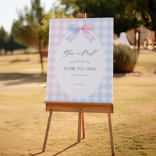 Load image into Gallery viewer, Blue or pink gender reveal baby shower welcome sign template 2014
