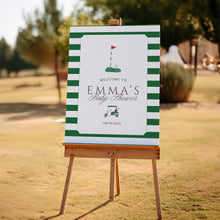 Load image into Gallery viewer, Golf Baby Shower Welcome Sign New to the Club Preppy Green Party Sign 2041
