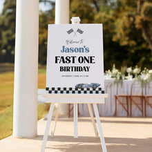 Load image into Gallery viewer, Race Car Birthday Welcome Sign Fast One 1st Birthday 0330
