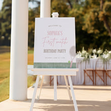 Load image into Gallery viewer, Pink Tennis First Birthday Welcome Sign Template, Editable 1st B day Party Sign 0312
