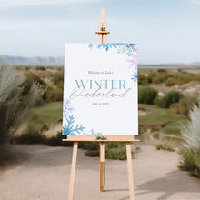 Load image into Gallery viewer, 0319 Blue Winter Onderland Snow Flakes 1st Birthday party Welcome sign template (digital download)
