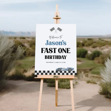 Load image into Gallery viewer, Race Car Birthday Welcome Sign Fast One 1st Birthday 0330
