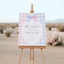 Load image into Gallery viewer, Blue or pink gender reveal baby shower welcome sign template 2014
