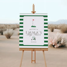 Load image into Gallery viewer, Golf Baby Shower Welcome Sign New to the Club Preppy Green Party Sign 2041
