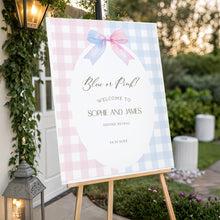 Load image into Gallery viewer, Blue or pink gender reveal baby shower welcome sign template 2014
