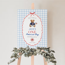 Load image into Gallery viewer, All American Boy 1st Birthday Party Welcome Sign Template, 4th of July Patriotic Summer Decor 0341

