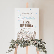Load image into Gallery viewer, Wildest One in the West Welcome Sign Boy Cowboy Birthday Western Party Sign Editable Template 0336
