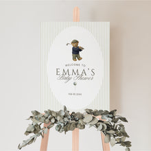 Load image into Gallery viewer, Golf Baby Shower Welcome Sign Teddy Bear Preppy New to the Club Editable Template 2041

