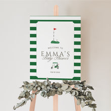 Load image into Gallery viewer, Golf Baby Shower Welcome Sign New to the Club Preppy Green Party Sign 2041
