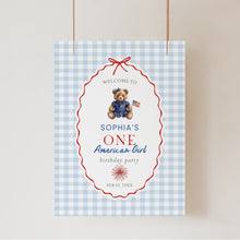 Load image into Gallery viewer, All American Girl 1st Birthday Party Welcome Sign Template, 4th of July Patriotic Summer Decor 0341
