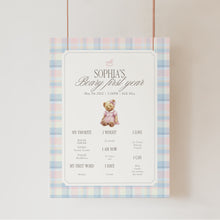 Load image into Gallery viewer, Bearly 1st twin sibling birthday milestone board template, digital download 0327
