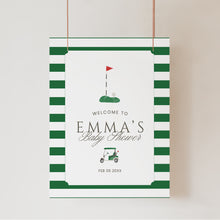 Load image into Gallery viewer, Golf Baby Shower Welcome Sign New to the Club Preppy Green Party Sign 2041
