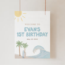 Load image into Gallery viewer, The Big One Welcome Sign Editable Coastal Surf Birthday Decor Beach Boy 1st Birthday Template 0338

