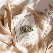 Load image into Gallery viewer, 2035 Cottage Housewarming Party Invite, Moving Announcement, Digital Download, Editable Template
