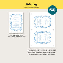 Load image into Gallery viewer, 0501 navy blue floral frame baptism invitation template
