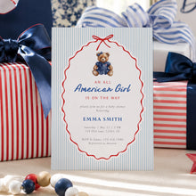 Load image into Gallery viewer, All American Girl Baby Shower Invitation | Fourth Of July Summer Template 2046
