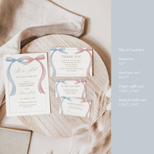 Load image into Gallery viewer, Pink Blue Bow Coquette Gender Reveal Baby Shower Invitation Template Bundle (Digital Download) 2031
