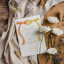 Load image into Gallery viewer, Orange yellow bow Double the Fun bow Invitation, sisters birthday, editable template, digital download 0324
