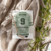 Load image into Gallery viewer, Sage Green Hockey Jersey Birthday Invitation Template for Boys, Watercolor Sports Birthday Invite 0335
