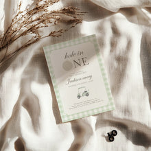 Load image into Gallery viewer, 0311 sage green hole in one invitation template
