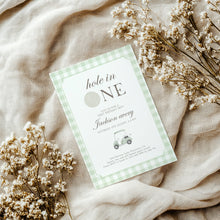 Load image into Gallery viewer, 0311 sage green hole in one invitation template
