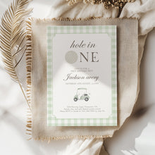 Load image into Gallery viewer, 0311 sage green hole in one invitation template

