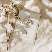 Load image into Gallery viewer, 0311 sage green hole in one invitation template
