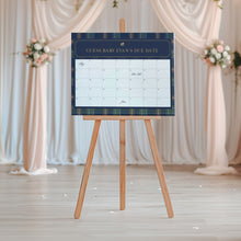 Load image into Gallery viewer, 2036 Navy Plaid Teddy Bear Boy Baby Shower Due Date Calendar Sign Template, Digital Download
