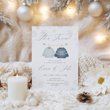 Load image into Gallery viewer, 2029 Winter Twins Baby Shower Invitation: Christmas Holiday Theme (Digital Download)
