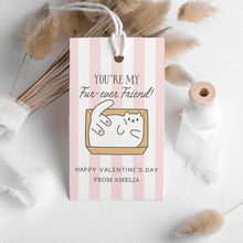 Load image into Gallery viewer, 08012 You're My Furever Friend Valentine's cat tag template For Kids (Digital Download)
