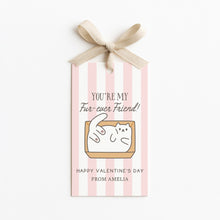 Load image into Gallery viewer, 08012 You're My Furever Friend Valentine's cat tag template For Kids (Digital Download)
