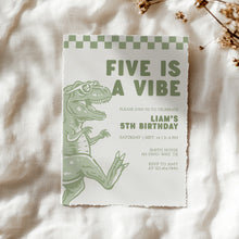 Load image into Gallery viewer, Retro Dinosaur Birthday Invitation, T Rex 5th Birthday Party Invite Template 0323
